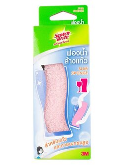 SCOTCH BRITE ฟองน้ำล้างแก้ว สีชมพู ใช้ขจัดคราบสกปรกต่างๆ แม้กระทั่งคราบฝังแน่น ใช้งานง่าย