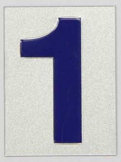 S937-เลข 1 สีเงิน ขนาด 4.7*6.4 ซม