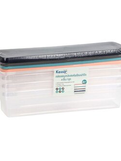 KH กล่องอเนกประสงค์พร้อมฝาปิด (ชุด 4 ชิ้น) ขนาด 37 x 11 x 7.5 ซม. ความจุ 2 ลิตร รุ่น TG54799 วัสดุผลิตจากพลาสติก PP