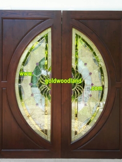 ประตูไม้สักกระจกนิรภัย GBBB - 36