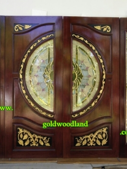 ประตูไม้สักกระจกนิรภัย บานเลื่อน GBBB - 56