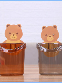 ที่วางแปรงสีฟัน ที่วางยาสีฟันรูปหมีน้อย ชั้นวางของในห้องน้ำติดผนัง กล่องเก็บอุปกรณ์อาบน้ำ U0018