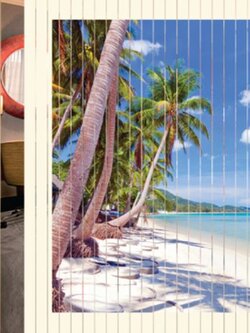 WSP มู่ลี่ประตูสกรีนภาพตรงกลาง รุ่น TK-32 NO 047 ขนาด 80 x 200 ซม. สีฟ้า ดีไซน์เรียบหรู