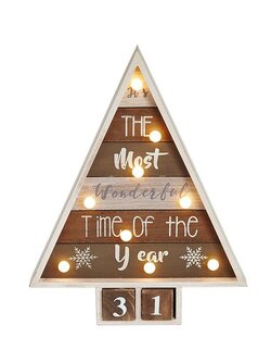 KASSA HOME ปฏิทินไม้ Countdown พร้อมไฟ LED Time of the year-1 รุ่น PETZ-1 ประดับตกแต่งช่วงเทศกาลคริสต์มาส
