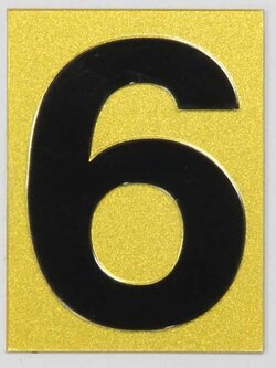 S918-เลข 6 สีทอง ขนาด 4.7*6.4 ซม