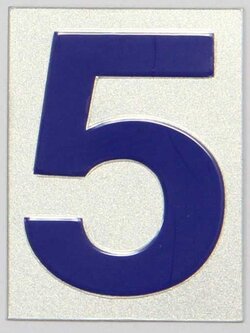 S941-เลข 5 สีเงิน ขนาด 4.7*6.4 ซม