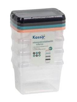 KH กล่องอเนกประสงค์พร้อมฝาปิด(ชุด 4 ชิ้น) รุ่น TG54797 ขนาด 12 x 8 x 8 ซม. ความจุ 0.5 ลิตร