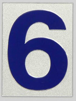 S942-เลข 6 สีเงิน ขนาด 4.7*6.4 ซม