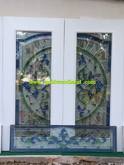 ประตูไม้สักกระจกนิรภัย GBBB - 91