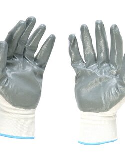 ถุงมือผ้าโพลีเอสเตอร์เคลือบไนทรีล 13G 9" WH/GY - EMBRACE GIANT KINGKONG 8104 9 INCH ขาว/เทา Personal Protective Equipmen