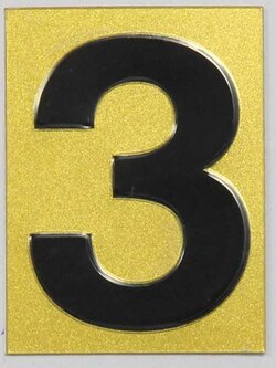 S915-เลข 3 สีทอง ขนาด 4.7*6.4 ซม