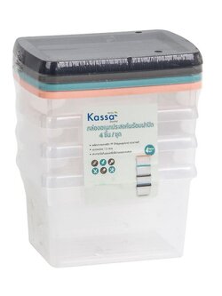 KH กล่องอเนกประสงค์พร้อมฝาปิด (ชุด 4 ชิ้น) รุ่น TG54798 ขนาด 18 x 12.5 x 10 ซม. ความจุ 1.5 ลิตร