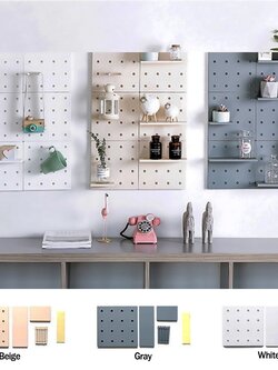 ชั้นวางติดผนัง ชั้นวางติดผนังไม่ต้องเจาะ ชั้นวางติดผนังห้องน้ำ ห้องครัว มีให้เลือก 3 สี Pegboard linhaomall