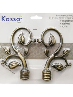 KASSA HOME หัวท้ายรางม่าน รุ่น FINIALS5 ขนาด 19 มม. (ชุด 2 ชิ้น) สีทองเหลืองรมดำ ดีไซน์เรียบหรู
