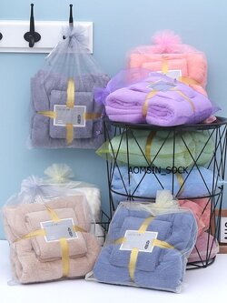 ผ้าเช็ดตัวขนเป็ด (2 ผืน เล็ก+ใหญ่+พร้อมถุงผ้าแก้ว)