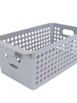 KASSA HOME ตะกร้าพลาสติกทรงเหลี่ยม 302 รุ่น 3148 ขนาด 17 x 29.5 x 12 ซม. สีเทา