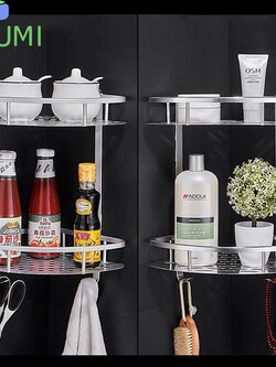 OKUMI_ ชั้นวางของในห้องน้ำ ชั้นเข้ามุม ชั้นวางของ สแตนเลส304 อลูมิเนียมชั้นวางของห้องน้ำ