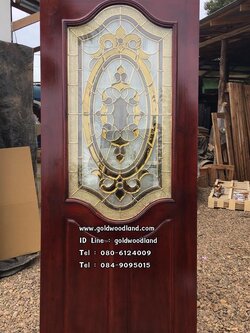 ประตูไม้สักกระจกนิรภัย GBBB - 72