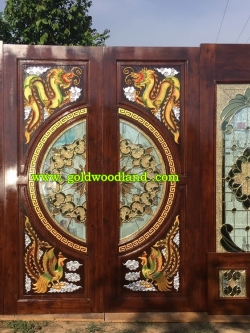 ประตูไม้สักกระจกนิรภัย GBBB - 52