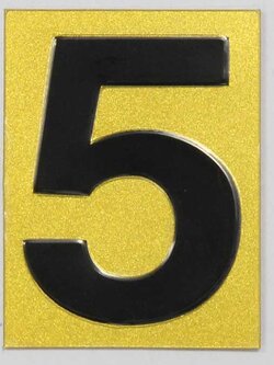 S917-เลข 5 สีทอง ขนาด 4.7*6.4 ซม