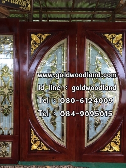 ประตูไม้สักกระจกนิรภัย บานเลื่อน GBBB - 57