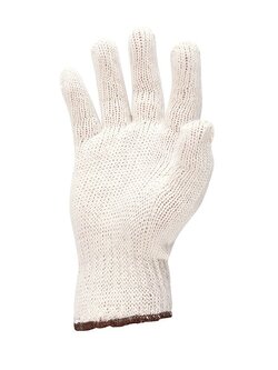 ถุงมือถัก คอตตอน 4 (โหล) PARAGON 400 g ขาวขอบน้ำตาล Personal Protective Equipment