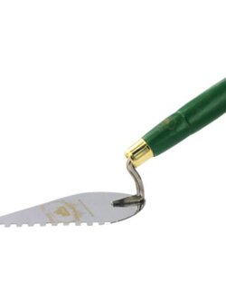 PUMPKIN เกรียงหวีสามเหลี่ยมปูกระเบื้อง ด้ามเขียว สเตนเลส (ด้านซ้าย) รุ่น 28115 สีเขียว - เงิน เครื่องมือช่าง เกรียง