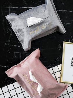 ที่ใส่ทิชชู่กำมะหยี่่ ปักลาย Simple Things มี 2 สี