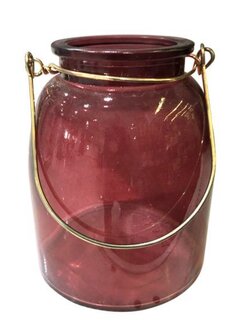 SANDI ตะเกียงแก้ว Vintage รุ่น 172101-7Y937-DRD ขนาด 12 x 9.4 x 9.4 ซม. สีแดง สำหรับประดับตกแต่งเพื่อความสวยงาม สบายตา