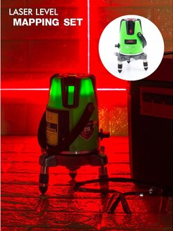 !!สินค้าขายดี!! เครื่องวัดระดับเลเซอร์ สำหรับวัดแนวระนาบ 1 เส้นและแนวดิ่ง 1 เส้น Laser Level Mapping Set