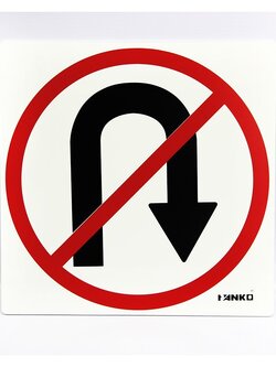 SA2107-ป้ายจราจร ห้ามกลับรถ ขนาด 30*30ซม PV5mm