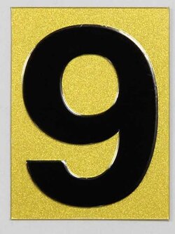 S921-เลข 9 สีทอง ขนาด 4.7*6.4 ซม