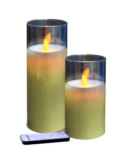 ธูปไฟฟ้า เทียนไฟฟ้า ธูปเทียนไฟฟ้า LED ชุดเทียน LED 2 ขนาด CLAIRE แก้วใส รีโมต