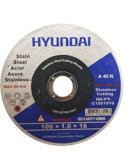 เครื่องมือช่าง สว่าน ดอกสว่าน แผ่นตัดสเตนเลส HYUNDAI HD-PT-C1001016 4นิ้ว STEEL-CUTTING WHEEL HYUNDAI HD-PT-C1001016 4"
