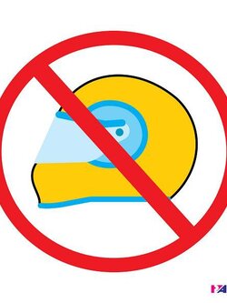 ป้าย ห้ามใส่หมวกกันน็อค