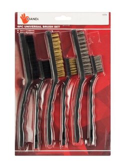 HANDI ชุดแปรงขัดอเนกประสงค์ รุ่น 1978 ขนาด 25 x 17 x 4.1 ซม. (ชุด 6 ชิ้น) สีดำ สำหรับงานช่าง
