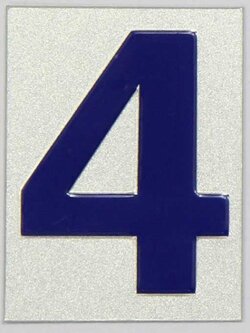 S940-เลข 4 สีเงิน ขนาด 4.7*6.4 ซม