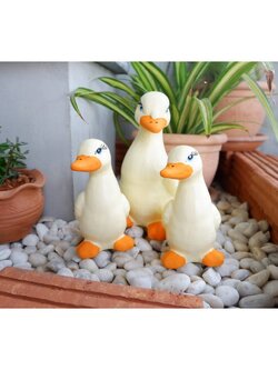 เซรามิคสัตว์ เซรามิคเป็ดเหลือง ตกแต่งสวนน่ารักๆ ชุดครอบครัวสัตว์ เซรามิคแต่งสวน