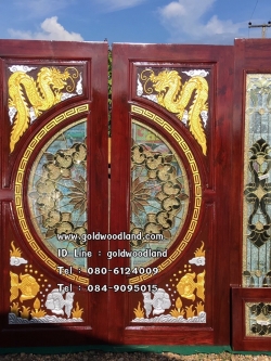 ประตูไม้สักกระจกนิรภัย GBBB-95