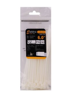 เคเบิ้ลไทร์ ELEKTRA 6 นิ้ว 150 มม. สีขาว หนวดกุ้ง สายรัด สายรัดหนวดกุ้ง