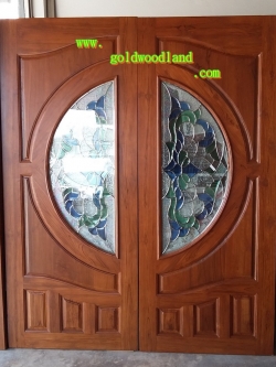 ประตูไม้สักกระจกนิรภัย GBBB - 61