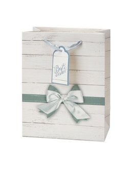 KASSA HOME ถุงกระดาษ Best Wishes รุ่น C3746104 สีฟ้า ใช้สำหรับใส่ของขวัญหรือมอบให้กับคนพิเศษ