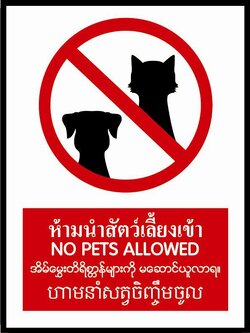 ป้ายPV 4 ภาษา ห้ามนำสัตว์เลี้ยงเข้า