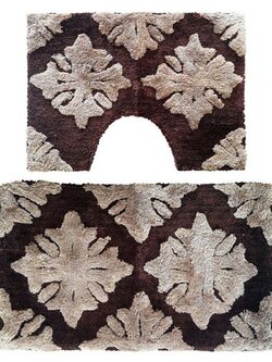 KASSA HOME ชุดพรมห้องน้ำ รุ่น VICTORIA ขนาด 45 x 70/45 x 55 ซม. (ชุด 2 ชิ้น) สีน้ำตาลอ่อน เนื้อหนา ไม่ขาดง่าย