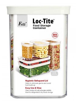 กล่องอาหารเหลี่ยม LOC-TITE ไซส์ S 0.4 ลิตร สีขาว FOOD CONTAINER SQUARE LOC-TITE S 0.4L WHITE