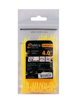เคเบิ้ลไทร์ ELEKTRA 4 นิ้ว 100 มม. สีเหลือง หนวดกุ้ง สายรัด สายรัดหนวดกุ้ง