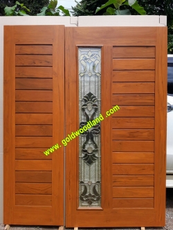 ประตูไม้สักกระจกนิรภัย ชุด 7 ชิ้น GBBB - 49