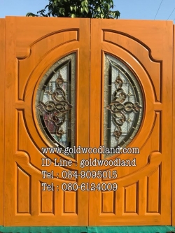 ประตูไม้สักกระจกนิรภัย GBBB - 62