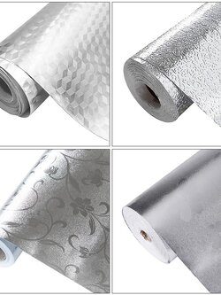 🔥ถูกที่สุด🔥สติกเกอร์ฟอยล์อลูมิเนียม กันน้ำมันกระเด็น ใช้สำหรับติดผนังห้องครัว มี 2 ขนาด