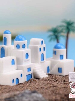 หมู่บ้านสีขาว เมืองแห่งทะเลทราย เซ็ท 5 ชิ้น ตุ๊กตาจิ๋ว โมเดลจิ๋ว แต่งสวน